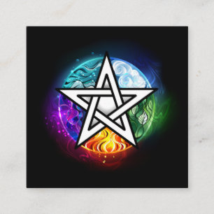 Wiccan pentagram square business card
