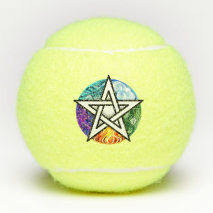 Wiccan pentagram tennis balls