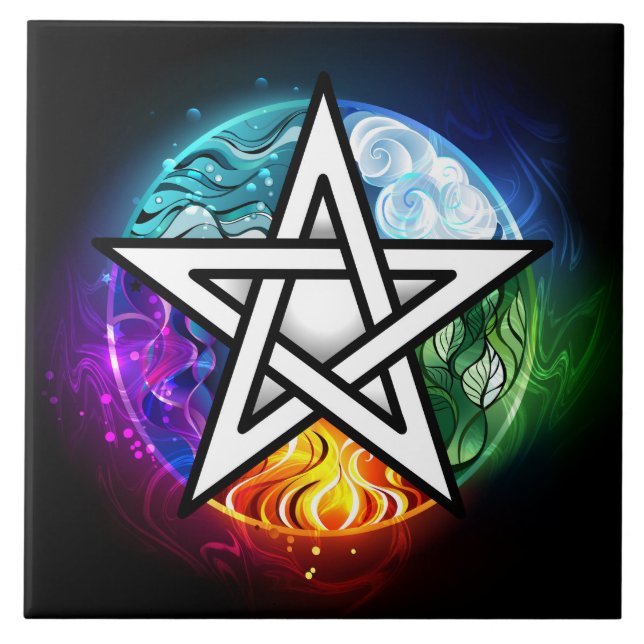 Wiccan pentagram tile (Front)