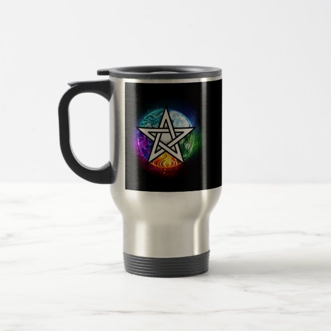 Wiccan pentagram travel mug (Left)