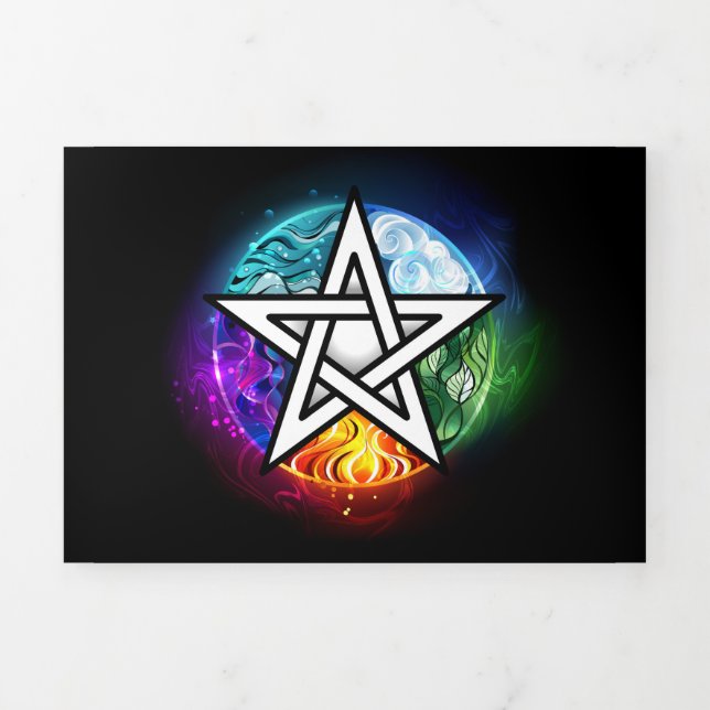 Wiccan pentagram Tri-Fold card (Cover)
