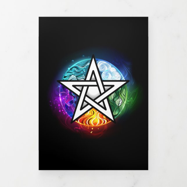 Wiccan pentagram Tri-Fold invitation (Cover)