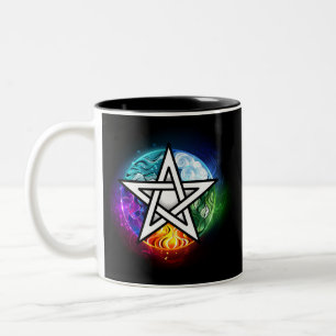 Wiccan pentagram Two-Tone coffee mug