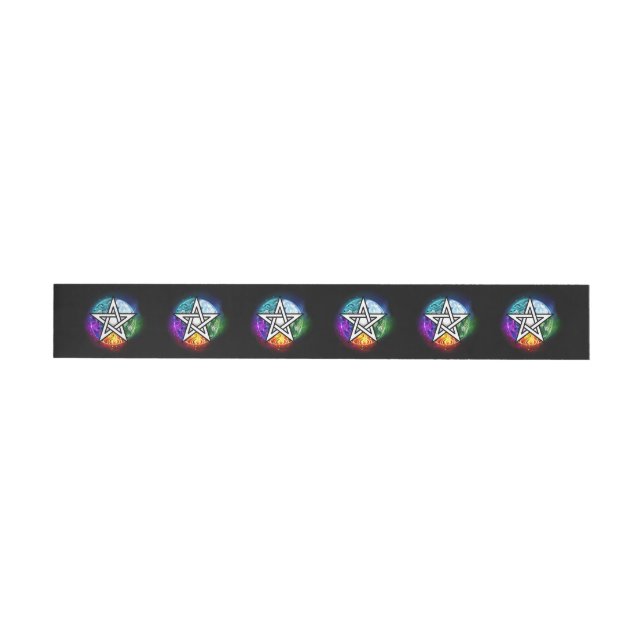 Wiccan pentagram wrap around label (Individual)