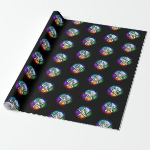 Wiccan pentagram wrapping paper