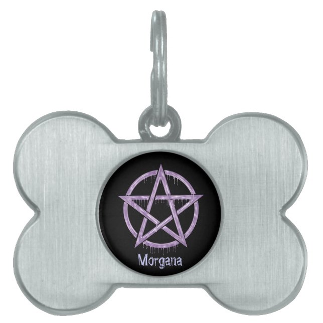 Wiccan Pet PURPLE Personalised Pet Name Tag (Front)