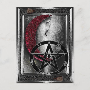 Wiccan Silver Crescent Moon New Age Postcard