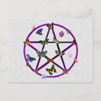 Wiccan Star and Butterflies Postcard