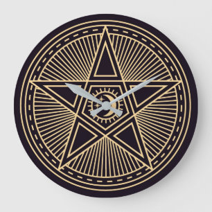 Wiccan Symbols Large Clock