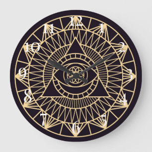 Wiccan Symbols Large Clock