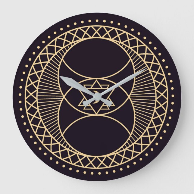 Wiccan Symbols Large Clock (Front)