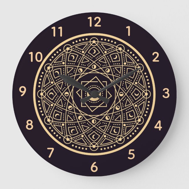 Wiccan Symbols Large Clock (Front)
