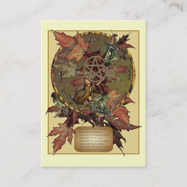 Wiccan Wheel With Pentacle Profile Card (Front)
