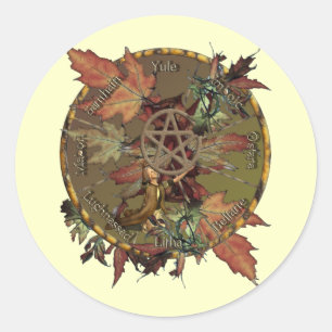 Wiccan Wheel With Pentacle Stickers