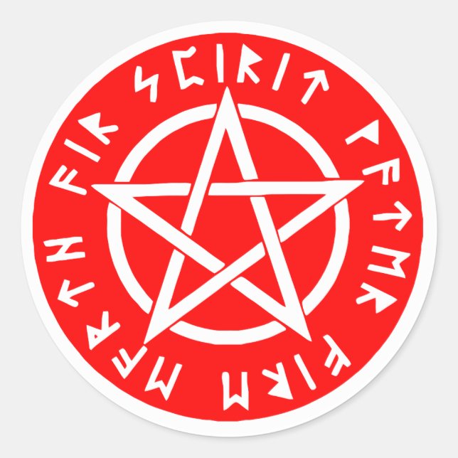 Wiccan white pentagram classic round sticker (Front)