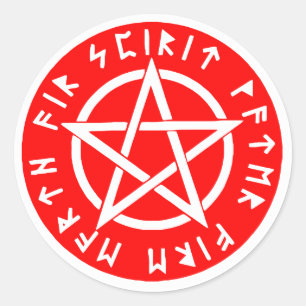 Wiccan white pentagram classic round sticker