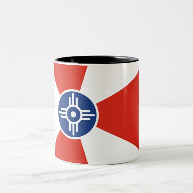 Wichita city flag Two-Tone coffee mug (Center)