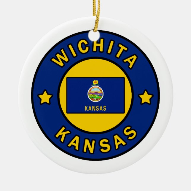 Wichita Kansas Ceramic Tree Decoration (Front)