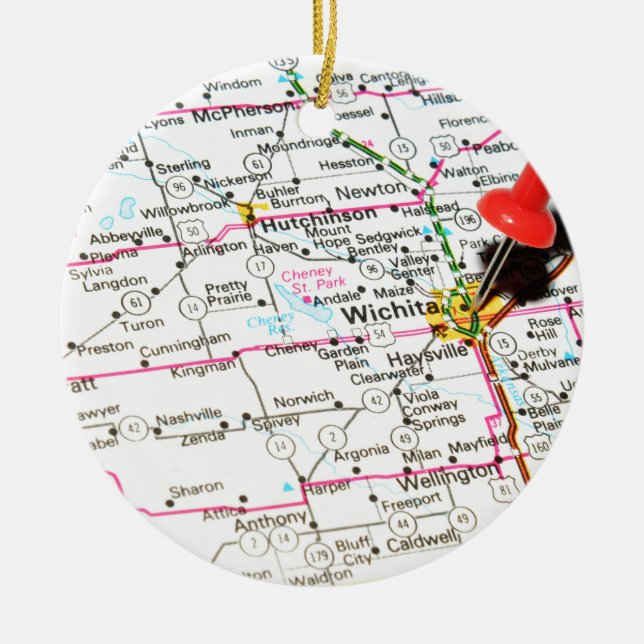 Wichita, Kansas Ceramic Tree Decoration (Front)