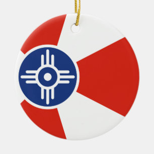 Wichita Kansas ICT Flag Ceramic Tree Decoration