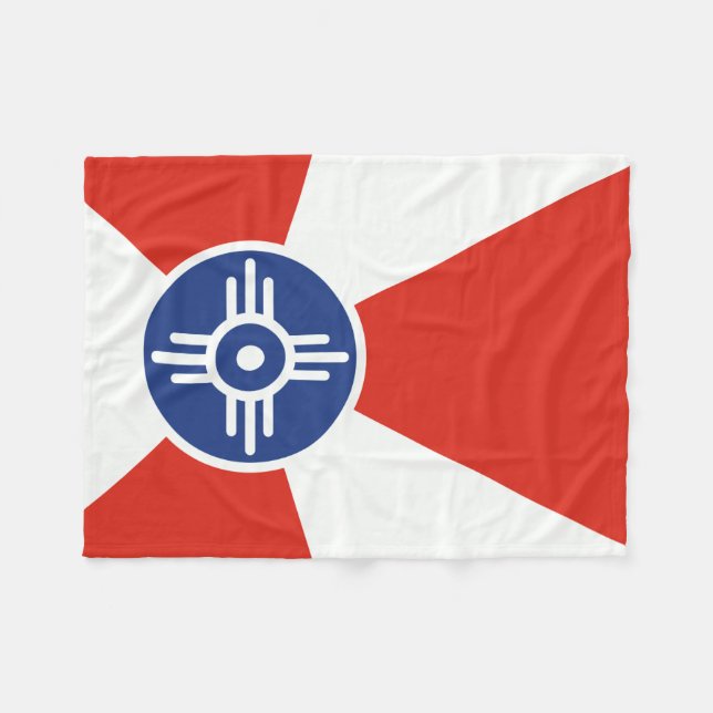 Wichita Kansas ICT Flag Fleece Blanket (Front (Horizontal))