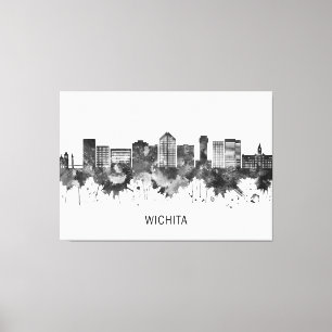 Wichita Kansas Skyline BW Canvas Print