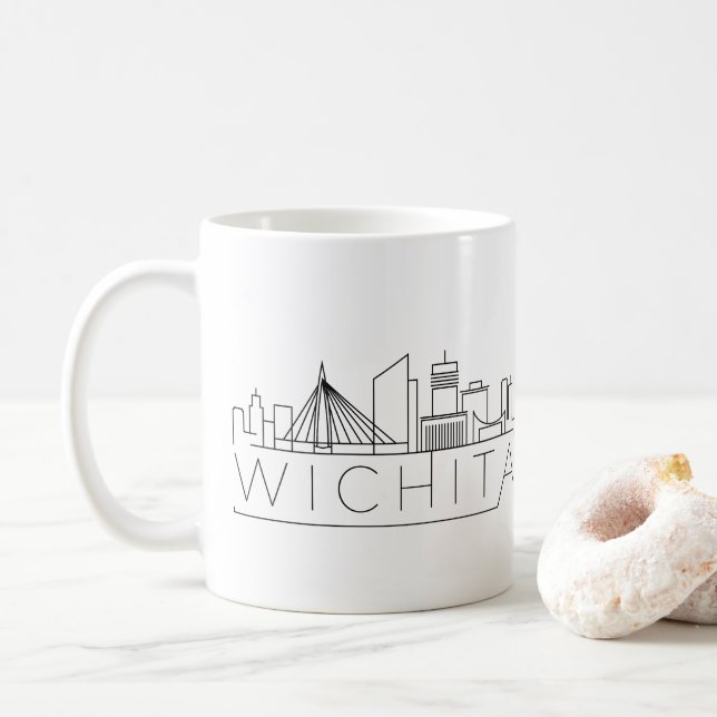 Wichita, Kansas Stylised Skyline Coffee Mug (With Donut)
