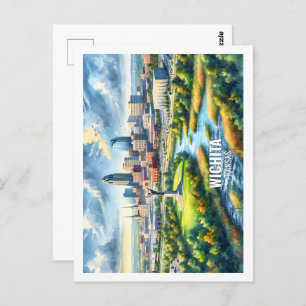 Wichita Kansas USA Famous Travel Place watercolor Postcard