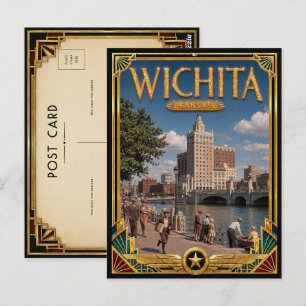 Wichita Kansas Vintage Art Deco Golden Age Postcard