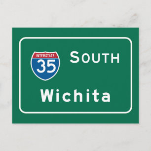Wichita, KS Road Sign Postcard
