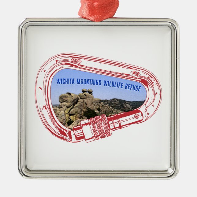 Wichita Mountains Climbing Carabiner Metal Tree Decoration (Front)