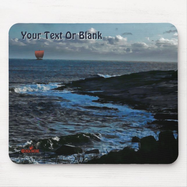 Wick Bay Viking Longship Mouse Mat (Front)