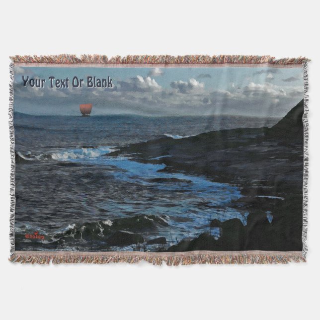 Wick Bay Viking Longship Throw Blanket (Front)