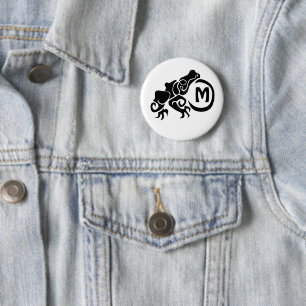 Wick Tribal Frog Monogram 6 Cm Round Badge