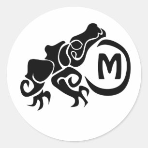 Wick Tribal Frog Monogram Classic Round Sticker