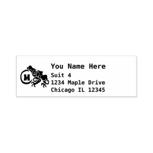 Wick Tribal Frog Monogram Return Address Self-inking Stamp
