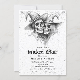 Wicked Affair Halloween Vintage Gothic Skull Invit Invitation