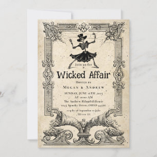 Wicked Affair Halloween Vintage Gothic Skull Invitation