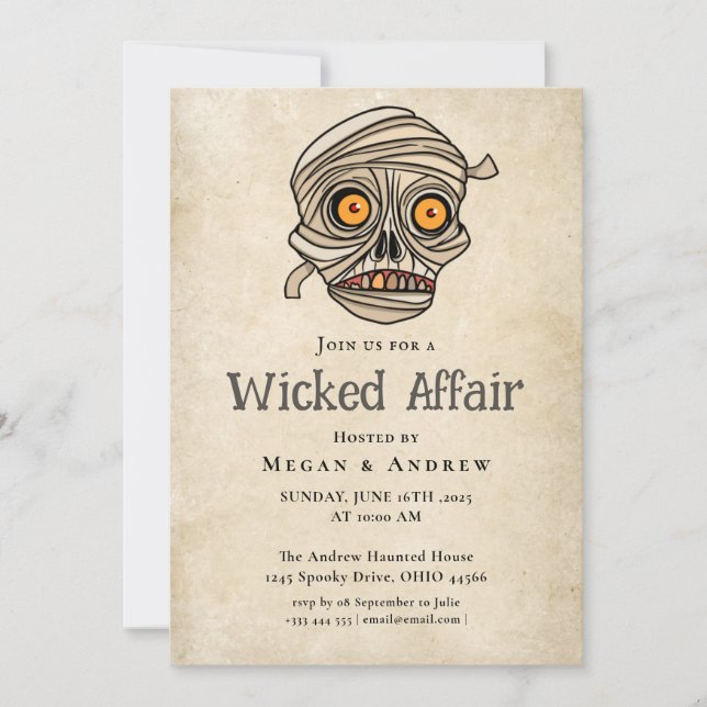 Wicked Affair Halloween Vintage Gothic Skull Invitation (Front)