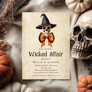 Wicked Affair Halloween Vintage Gothic Skull Invitation