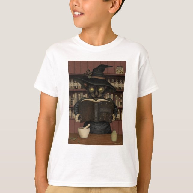 Wicked Apothecary Halloween Cat Kids T-Shirt (Front)