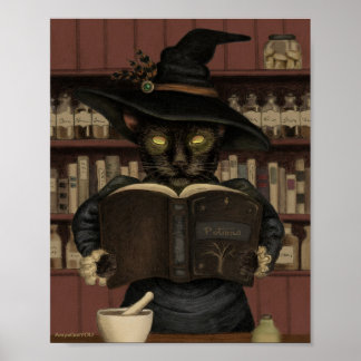 Wicked Apothecary Halloween Cat Poster