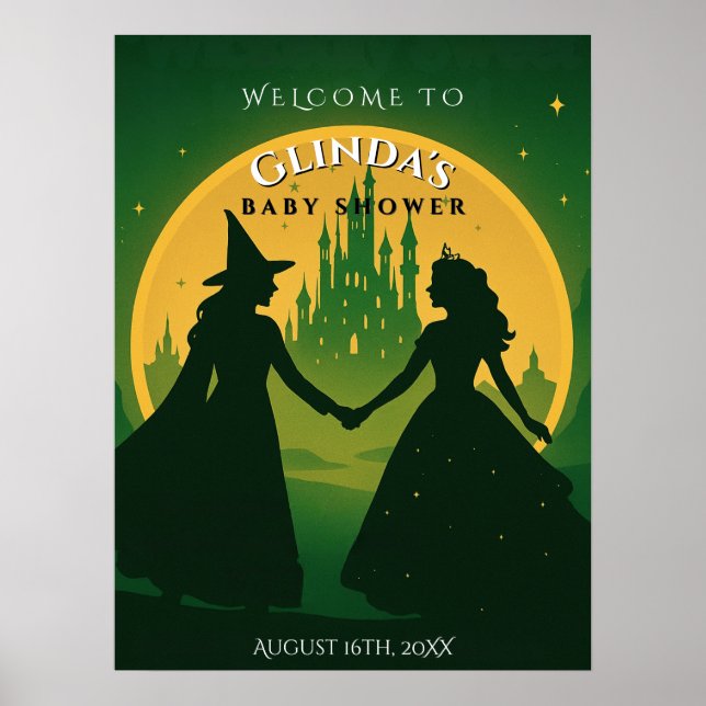 Wicked Baby Shower Welcome Poster -Elphaba &Glinda (Front)