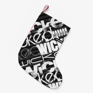 Wicked; Black & Dark Grey Stripes Small Christmas Stocking