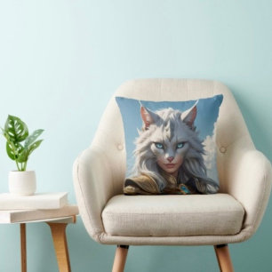 Wicked Blue Eyed Cat Cushion