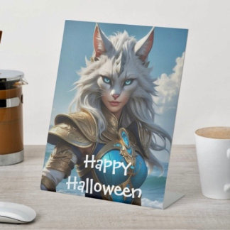 Wicked Blue Eyed Cat Pedestal Sign