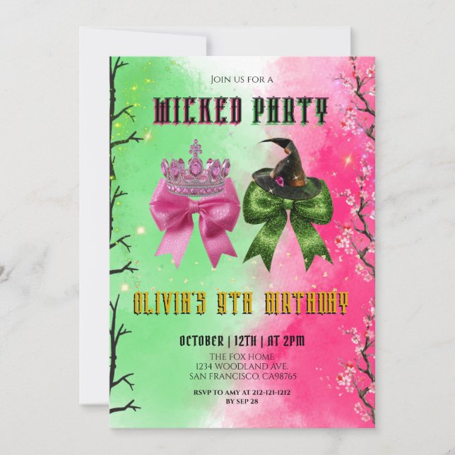 Wicked Bow Birthday Party  Invitation (Front)
