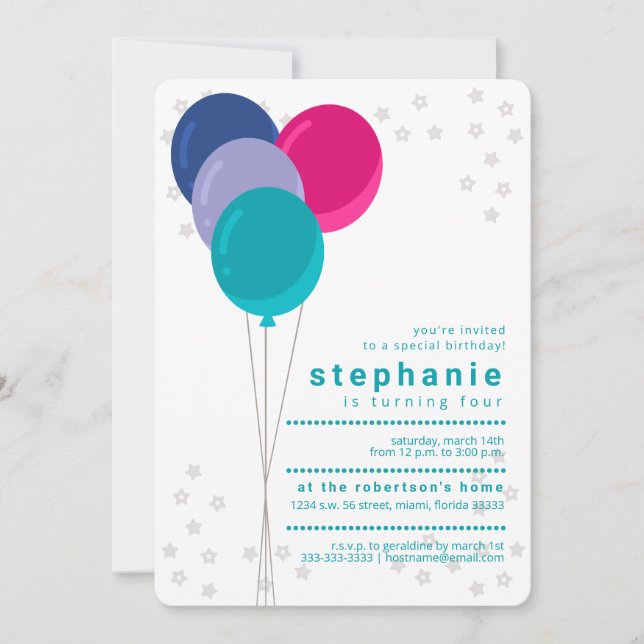 Wicked Cool Birthday Balloons Invitation (Front)
