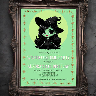 Wicked Costume Party Green Witch Invitation