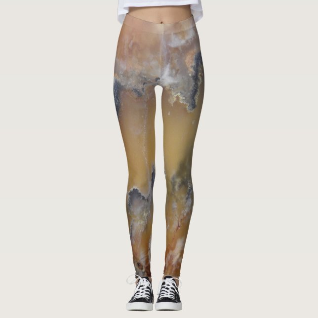Wicked Cute Mossy Agate Natural Rock Designed Leggings (Front)
